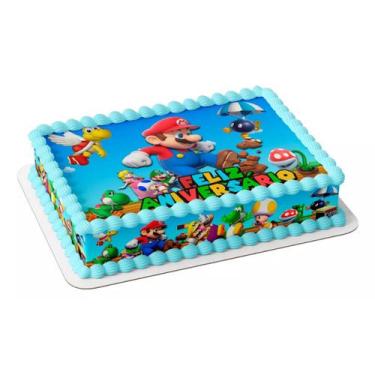 Imagem de Papel arroz e faixa comestível para bolo mario bros - Catias Cakes