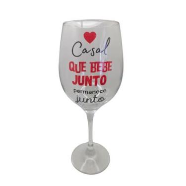 Imagem de Taça Frase Casal Bebe Junto Amor Personalizada Vinho 490ml - META ATAC