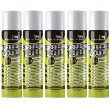 Imagem de Kit 5 Tinta Borracha Líquida Branco Impermeabilizante 400ml Hm Rubber 