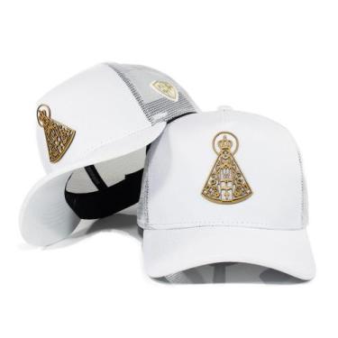 Imagem de Boné Trucker Telinha Aba Curva Couro Nossa Senhora Aparecida - Pampas 