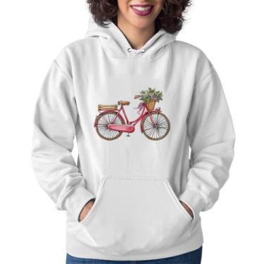 Imagem de Moletom Feminino Bicicleta Vintage Romântica - Foca na Moda, Branco, M
