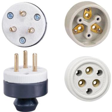 Imagem de Conjunto de Tomada + Plug Macho Polarizada 3x30a Porcelana - FOXLUX