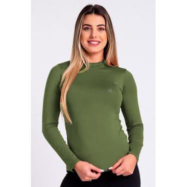 Imagem de Camisa Térmica Manga Longa Feminina Peluciada Verde Musgo - MProtect, 