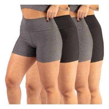 Imagem de Kit 4 Short Fitness Curto Feminino Suplex Cintura Alta Forte - Rivas, 