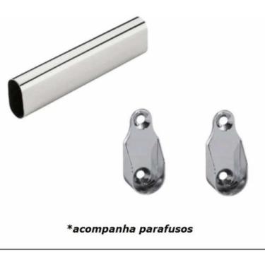 Imagem de Tubo Cabideiro Oval 50 Cm Para Guarda Roupa 2 Suporte Late - ferragens