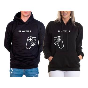 Imagem de Kit/ 2 Moletom Blusa De Frio Casaco Canguru Casal Player 1 & Player 2 