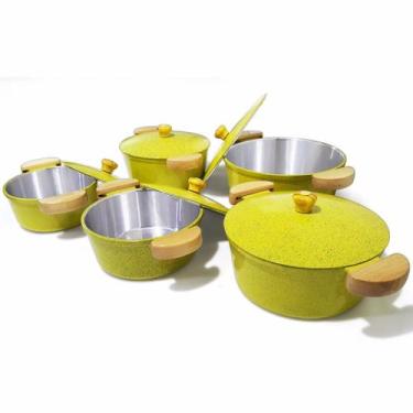 Imagem de Jogo panela caçarola alumínio fundido amarelo (lunna) - Artecook