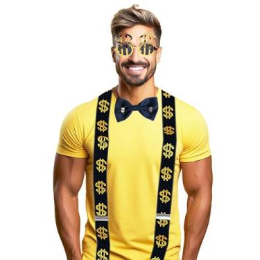 Imagem de Acessório Fantasia Cifrão Rico: Suspensório + Gravata + Óculos Diverti