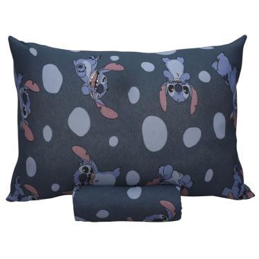 Imagem de Jogo De Cama Infantil Stitch Azul Solteiro Disney Simples 2 Peças Malha Portallar