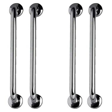 Imagem de Barra de Apoio 40cm Alça Inox Kit 4 Unidades Gestante Cadeirante Idoso Suporte Acessibilidade Corrimao Banheiro Box Casa Segurança