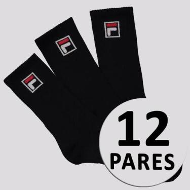Imagem de Kit Meia Fila Fbox 12 Pares Cano Alto Preto, 34-38
