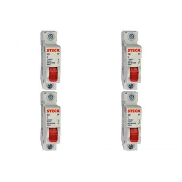 Imagem de Kit C/4 - Disjuntor Steck Din Unipolar 02A   Sdd61C02