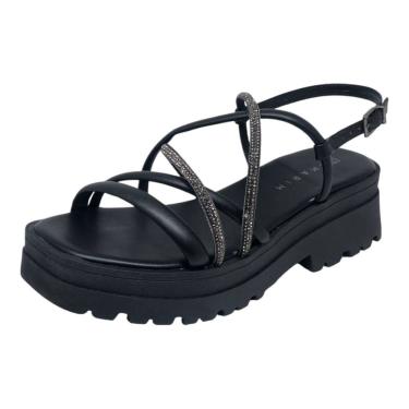 Imagem de Sandália Feminino Flatform Tratorada Strass Moderna Ramarim