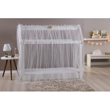Imagem de Mosquiteiro Montessoriano 1.50 x 1.60 Tule Branco e Laço Decorativo - 