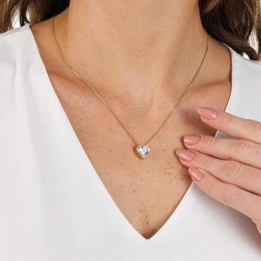 Imagem de Colar Feminino Banhado a Ouro 18k Coração Gargantilha Cordão - Enzara 