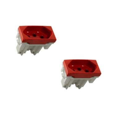 Imagem de Kit 2 Modulo Tomada 20A 250V Pb Vermelho Inova Pro Alumbra