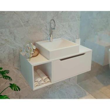Imagem de Bancada de Banheiro Suspenso BN3644 s/ Cuba c/ 1 Porta 80cm Branco - T