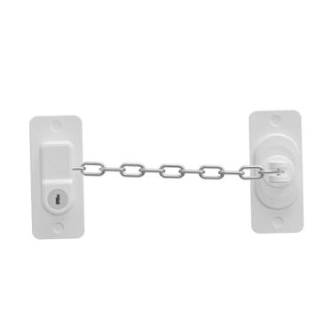 Imagem de ＫＬＫＣＭＳ Fechadura de janela de segurança, corrente para crianças, animais de estimação, segurança para crianças, restritor de porta para portas, sala de, branco