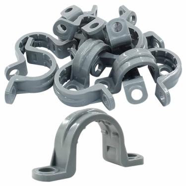 Imagem de Kemcatui 12 peças de tiras de tubo de PVC de 3/4 polegadas, braçadeira de conduíte de plástico de dois furos para tubo, cabo, suporte de tubo