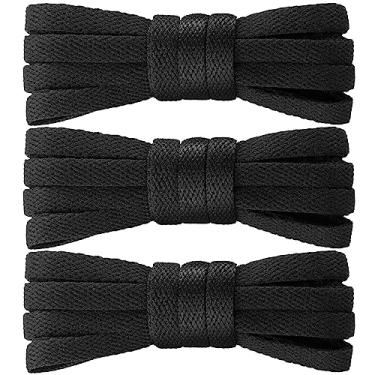 Imagem de PTERYBIRD Cadarços pretos para tênis, cadarços planos de 160 cm, cadarços de substituição duráveis para Converse Air Force 1, cordão esportivo adequado para mulheres, homens e crianças, 3 pares - 160