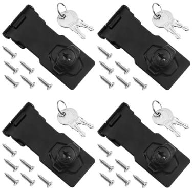 Imagem de TOVOT 4 peças de 7,6 cm x 3,3 cm fechaduras de ferrolho com chave para fechadura de porta com parafusos ferrolho para gaveta de armário (com chave semelhante)