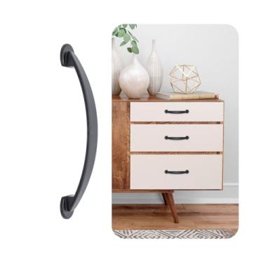 Imagem de 6 Peças Puxador Colonial Arco Para Armario Guarda Roupa 96mm (Preto)