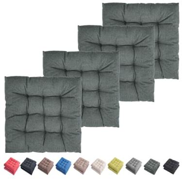 Imagem de SEKUMDAN Almofadas para cadeira de pátio 50,8 cm x 50,8 cm Conjunto de 4 almofadas de assento de móveis confortáveis para ambientes internos e externos cadeiras de cozinha de balanço (4, cinza)