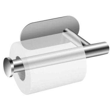 Imagem de Suporte Para Pepel Higiênico Adesivo De Parede Porta Rolo em Aço Inoxidável Banheiro Sem Furo