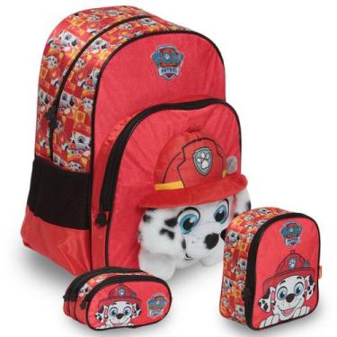 Imagem de Kit Mochila Infantil Escolar Patrulha Canina Tam G Creche - Plike