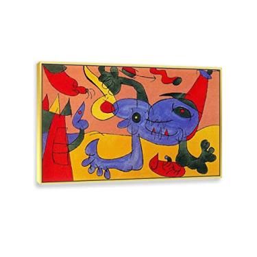 Imagem de JZSDGB Arte de parede com moldura dourada reprodução de pintura famosa - 'Ubu roi 2by Joan Miro pôsteres e impressões - arte de parede em tela abstrata imagens de Joan Miro para decoração de casa 30 x