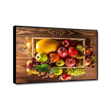 Imagem de Impressão de imagens de cozinha em tela - decoração de arte de parede em tela de cozinha grande - pôsteres e impressões de uvas de frutas - Comida a imagem para decoração de sala de jantar 60 x 90 cm