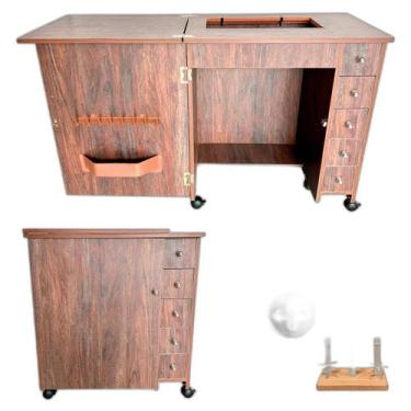 Imagem de Gabinete Luxo 5 Gavetas Máquina Costura Elgin Genius Antiga - Star Cos