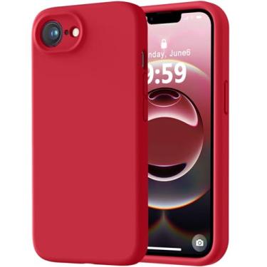 Imagem de LOVE 3000 Capa projetada para iPhone 16e, silicone premium com forro de microfibra macio e antiarranhões], capa protetora à prova de choque para homens, mulheres e meninas, 6,1 polegadas, vermelha