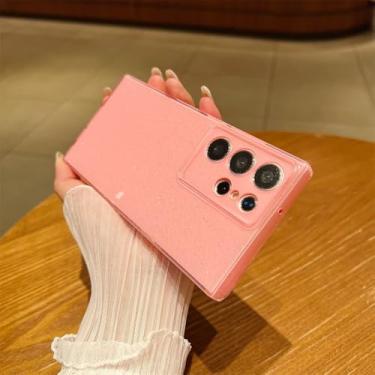 Imagem de Capa de silicone com glitter fluorescente para Samsung Galaxy S24 S23 Plus S23 Ultra, à prova de choque, proteção total, macia, rosa, para S23 Ultra