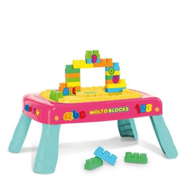 Imagem de Mesinha Criativa Rosa Baby Land Molto Blocks Cardoso 8023
