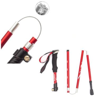 Imagem de Jahreszeit Bastão de caminhada de alumínio – Bengala de caminhada dobrável ultraleve para caminhada com travas ajustáveis e bolsa de armazenamento – Uma peça