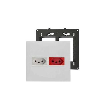 Imagem de Conjunto 4x4 + Suporte 4x4+ 2 Mod Toamada 10A+20A Pial Plus+ - Legrand