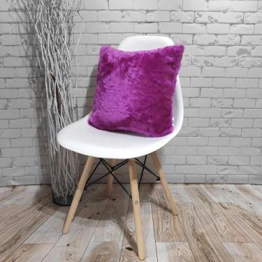 Imagem de Almofada de Pelo Pelúcia Pelo Curto Luxo Roxo - Novadecora