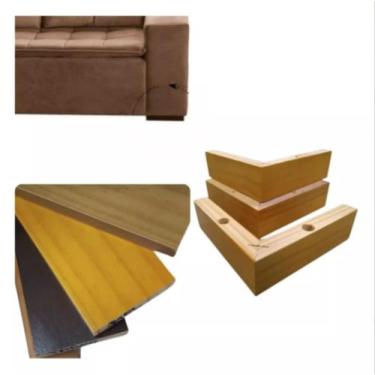 Imagem de Kit Com 10 Pés De 5cm Madeira Cantoneira Mel P/ Móveis Geral E Sofá - 