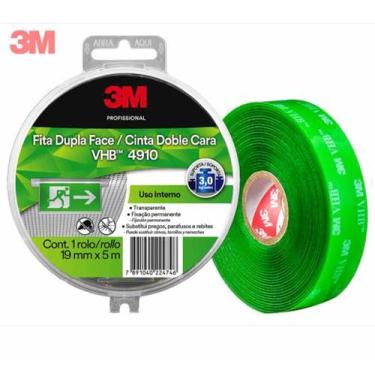 Imagem de Fita Dupla Face Adesiva Transparente Acrílica Verde 19mm X 5m 3 M Vhb 