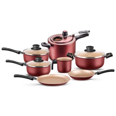 Imagem de Panelas Mta Cereja 7 Peças Antiaderente Caçarola / pressão 4,5l