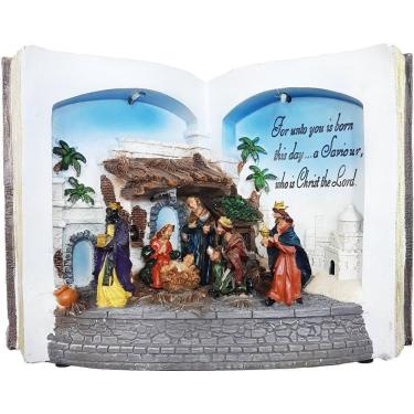Imagem de Escultura Decorativa Bíblia Aberta Led Estatueta Presépio
