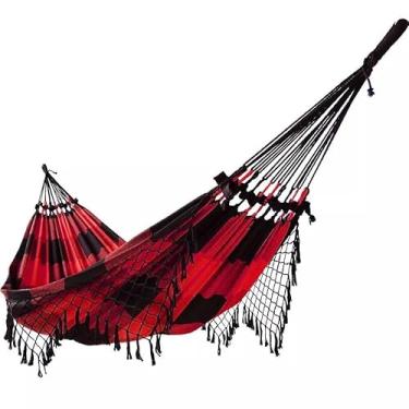 Imagem de REDE DE DESCANSO CASAL DORMIR MUITAS (Preto com vermelho)