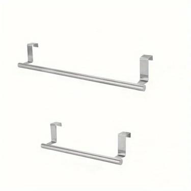 Imagem de Toalheiro sobre a porta, suporte para toalhas, suporte para pendurar, toalheiro de cozinha, aço inoxidável, armário de cozinha, rack antiperfurante, 2 peças, SxL