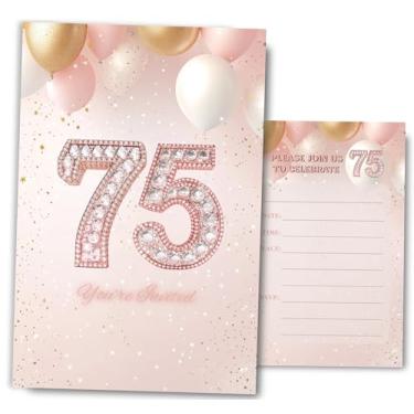 Imagem de Fablus Convites para festa de aniversário de 75 anos rosa