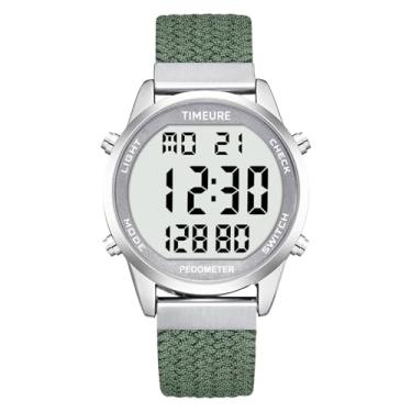 Imagem de Relógio pedômetro preciso para caminhada, contador de passos, rastreador de passos, mostrador digital grande, à prova d'água, sem Bluetooth, TIMEURE-2306 (verde)