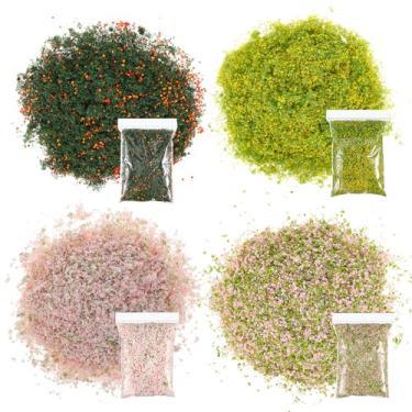 Imagem de SEWACC 4 pacotes de folhas realistas em miniatura para bricolage modelo ferroviário jardim de fadas arquitetura árvore pó para artesanato suprimentos de diorama material de base em miniatura