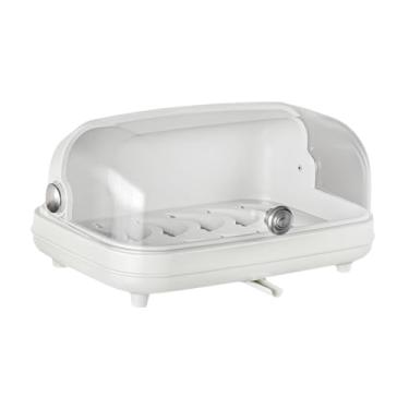 Imagem de ＫＬＫＣＭＳ Organizador de xícara de mesa Organizador de enfermagem Rack de rack seco de fundo oco com tampa transparente de copo de copo de armazenamento para, Branco