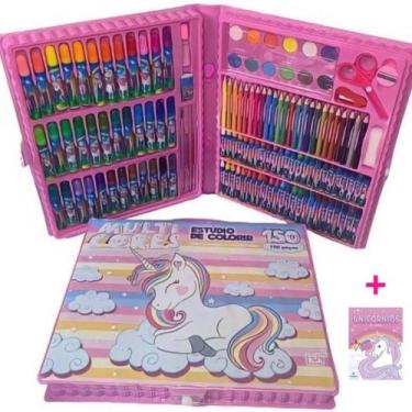 Imagem de Maleta Infantil para colorir estojo escolar 150 peças Rosa - Redzone