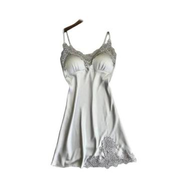 Imagem de Camisola Multicolorida com Borda de Renda de Seda - Seção Fina - Roupa